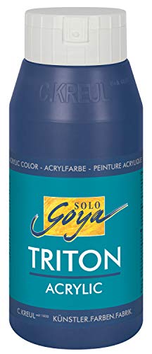 KREUL 17025 - Solo Goya Triton Acrylfarbe dunkelblau, 750 ml Flasche, schnell und matt trocknend, Farbe auf Wasserbasis, in Studioqualität, vielseitig einsetzbar, gut deckend und ergiebig KREUL 17025 - Solo Goya Triton Acrylfarbe dunkelblau, 750 ml Flasche, schnell und matt trocknend, Farbe auf Wasserbasis, in Studioqualität, vielseitig einsetzbar, gut deckend und ergiebig von Kreul
