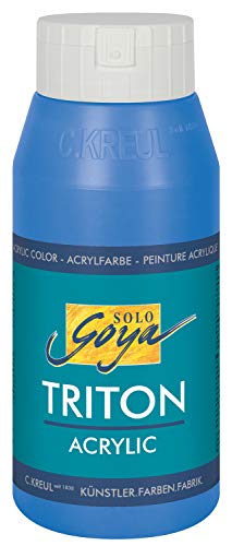 KREUL 17028 - Solo Goya Triton Acrylfarbe primärblau, 750 ml Flasche, schnell und matt trocknend, Farbe auf Wasserbasis, in Studioqualität, vielseitig einsetzbar, gut deckend und ergiebig von Kreul