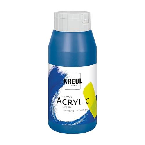 KREUL 17028 - Solo Goya Triton Acrylfarbe primärblau, 750 ml Flasche, schnell und matt trocknend, Farbe auf Wasserbasis, in Studioqualität, vielseitig einsetzbar, gut deckend und ergiebig von Kreul