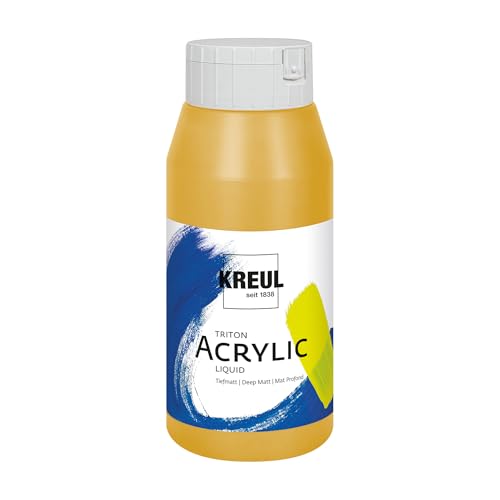 KREUL 17030 - Solo Goya Triton Acrylfarbe gold, 750 ml Flasche, schnell und matt trocknend, Farbe auf Wasserbasis, in Studioqualität, vielseitig einsetzbar, gut deckend und ergiebig von Kreul