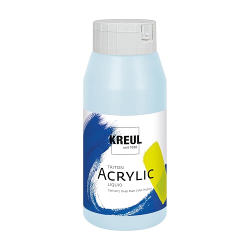 KREUL 17044 - Solo Goya Triton Acrylfarbe himmelblau hell, 750 ml Flasche, schnell und matt trocknend, Farbe auf Wasserbasis, in Studioqualität, vielseitig einsetzbar, gut deckend und ergiebig von Kreul