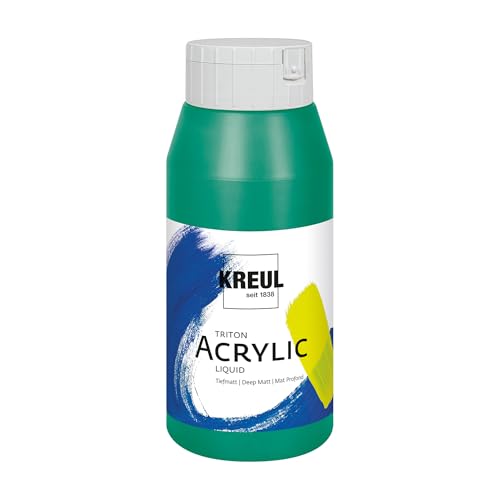KREUL 17082 17082-Triton Acrylic Liquid Türkisgrün 750 ml, Hochwertige Künstler-Acrylfarbe in Studienqualität mit leicht fließendem Charakter, tiefmatt auftrocknend von Kreul