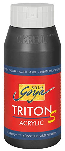 KREUL 17312 - Solo Goya Triton S Acrylfarbe schwarz, 750 ml Flasche, schnell trocknend mit Glanzeffekt, Farbe auf Wasserbasis, in Studioqualität, vielseitig einsetzbar, gut deckend und ergiebig von Kreul