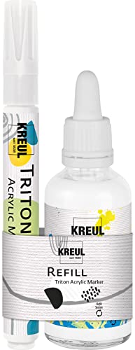 KREUL 17490 - Refill Triton Acrylic Marker Edge Set, weiß, Acrylmalstift mit Edge-Spitze und Ink, seidenmatt auftrocknend, hohe Farbintensität, wetterfest auf saugenden Untergründen KREUL 17490 - Refill Triton Acrylic Marker Edge Set, weiß, Acrylmalstift mit Edge-Spitze und Ink, seidenmatt auftrocknend, hohe Farbintensität, wetterfest auf saugenden Untergründen von Kreul
