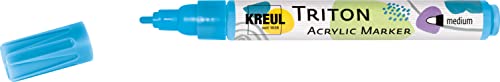 KREUL 17736 - Triton Acrylic Marker medium, Lichtblau, Stichstärke 1 bis 3 mm, für Linien und Schriften, seidenmatt auftrocknend, hohe Farbintensität, wetterfest auf saugenden Untergründen von Kreul