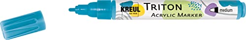KREUL 17746 - Triton Acrylic Marker medium, Türkisblau, Stichstärke 1 bis 3 mm, für Linien und Schriften, seidenmatt auftrocknend, hohe Farbintensität, wetterfest auf saugenden Untergründen von Kreul