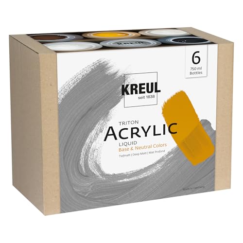KREUL 17798 - Triton Acrylic Liquid Set Base & Neutral Colors 6 x 750 ml, Technikset mit hochwertigen Künstler-Acrylfarben für Untermalungen, Skizzen sowie zum Aufhellen, Abdunkeln und Grundieren KREUL 17798 - Triton Acrylic Liquid Set Base & Neutral Colors 6 x 750 ml, Technikset mit hochwertigen Künstler-Acrylfarben für Untermalungen, Skizzen sowie zum Aufhellen, Abdunkeln und Grundieren von Kreul