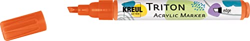 KREUL 17802 - Triton Acrylic Marker edge, echtorange, Keilspitze, Strichstärke circa 1 bis 4 mm, auf Wasserbasis, Acrylmarker zur Gestaltung von Papier, Holz, Stein und vielem mehr von Kreul