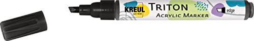 KREUL 17809 - Triton Acrylic Marker edge, schwarz, Keilspitze, Strichstärke circa 1 bis 4 mm, auf Wasserbasis, Acrylmarker zur Gestaltung von Papier, Holz, Stein und vielem mehr von Kreul