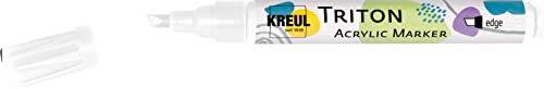 KREUL 17817 - Triton Acrylic Marker edge, weiß, Keilspitze, Strichstärke circa 1 bis 4 mm, auf Wasserbasis, Acrylmarker zur Gestaltung von Papier, Holz, Stein und vielem mehr von Kreul