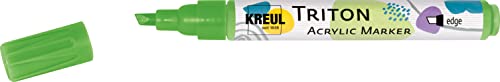 KREUL 17822 - Triton Acrylic Marker edge, gelbgrün, Keilspitze, Strichstärke circa 1 bis 4 mm, auf Wasserbasis, Acrylmarker zur Gestaltung von Papier, Holz, Stein und vielem mehr von Kreul