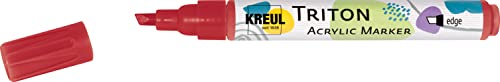 KREUL 17824 - Triton Acrylic Marker edge, karmin, Keilspitze, Strichstärke circa 1 bis 4 mm, auf Wasserbasis, Acrylmarker zur Gestaltung von Papier, Holz, Stein und vielem mehr von Kreul