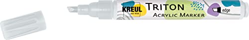 KREUL 17829 - Triton Acrylic Marker edge, silber, Keilspitze, Strichstärke circa 1 bis 4 mm, auf Wasserbasis, Acrylmarker zur Gestaltung von Papier, Holz, Stein und vielem mehr von Kreul