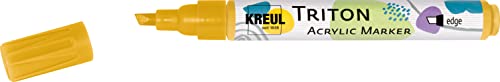 KREUL 17830 - Triton Acrylic Marker edge, gold, Keilspitze, Strichstärke circa 1 bis 4 mm, auf Wasserbasis, Acrylmarker zur Gestaltung von Papier, Holz, Stein und vielem mehr von Kreul