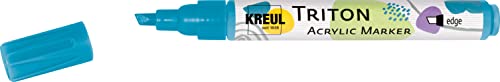 KREUL 17846 - Triton Acrylic Marker edge, türkisblau, Keilspitze, Strichstärke circa 1 bis 4 mm, auf Wasserbasis, Acrylmarker zur Gestaltung von Papier, Holz, Stein und vielem mehr von Kreul