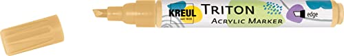 KREUL 17850 - Triton Acrylic Marker Edge, Hellgold, Stichstärke 1 bis 4 mm, mit Edge-Spitze als Allrounder, seidenmatt auftrocknend, hohe Farbintensität, wetterfest auf saugenden Untergründen von Kreul