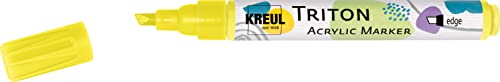 KREUL 17861 - Triton Acrylic Marker edge, fluoreszierendes Gelb, Keilspitze, Strichstärke circa 1 bis 4 mm, auf Wasserbasis, Acrylmarker zur Gestaltung von Papier, Holz, Stein und vielem mehr von Kreul