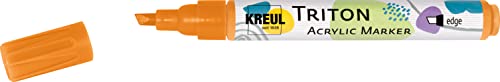 KREUL 17862 - Triton Acrylic Marker edge, fluoreszierendes Orange, Keilspitze, Strichstärke circa 1 bis 4 mm, auf Wasserbasis, Acrylmarker zur Gestaltung von Papier, Holz, Stein und vielem mehr von Kreul