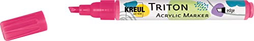 KREUL 17863 - Triton Acrylic Marker edge, fluoreszierendes Pink, Keilspitze, Strichstärke circa 1 bis 4 mm, auf Wasserbasis, Acrylmarker zur Gestaltung von Papier, Holz, Stein und vielem mehr von Kreul
