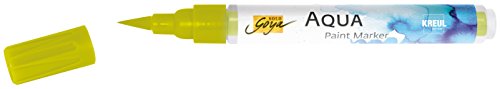 KREUL 18107 - Solo Goya Aqua Paint Marker gelbgrün, Künstlerstift mit elastischer Pinselspitze und Faserstabsystem, wasserlösliche Farbe, zum Skizzieren und Kolorieren von Kreul