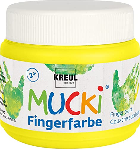 KREUL 23102 - Mucki leuchtkräftige Fingerfarbe, 150 ml in gelb, auf Wasserbasis, parabenfrei, glutenfrei, laktosefrei und vegan, auswaschbar, vermalbar mit Pinsel, Schwamm, Spachtel und Fingern KREUL 23102 - Mucki leuchtkräftige Fingerfarbe, 150 ml in gelb, auf Wasserbasis, parabenfrei, glutenfrei, laktosefrei und vegan, auswaschbar, vermalbar mit Pinsel, Schwamm, Spachtel und Fingern von Kreul