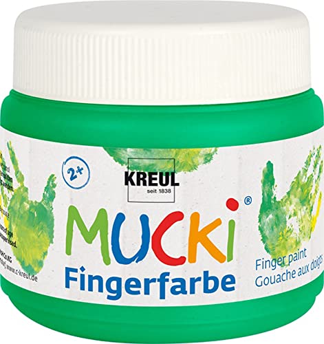 KREUL 23110 - Mucki leuchtkräftige Fingerfarbe, 150 ml in grün, auf Wasserbasis, parabenfrei, glutenfrei, laktosefrei und vegan, auswaschbar, vermalbar mit Pinsel, Schwamm, Spachtel und Fingern KREUL 23110 - Mucki leuchtkräftige Fingerfarbe, 150 ml in grün, auf Wasserbasis, parabenfrei, glutenfrei, laktosefrei und vegan, auswaschbar, vermalbar mit Pinsel, Schwamm, Spachtel und Fingern von Kreul