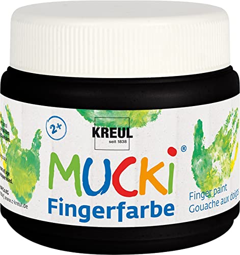 KREUL 23112 - Mucki leuchtkräftige Fingerfarbe, 150 ml in schwarz, auf Wasserbasis, parabenfrei, glutenfrei, laktosefrei und vegan, auswaschbar, vermalbar mit Pinsel, Schwamm, Spachtel und Fingern KREUL 23112 - Mucki leuchtkräftige Fingerfarbe, 150 ml in schwarz, auf Wasserbasis, parabenfrei, glutenfrei, laktosefrei und vegan, auswaschbar, vermalbar mit Pinsel, Schwamm, Spachtel und Fingern von Kreul