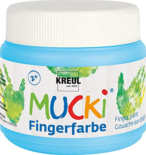 KREUL 23113 - Mucki leuchtkräftige Fingerfarbe, 150 ml in hellblau, auf Wasserbasis, parabenfrei, glutenfrei, laktosefrei und vegan, auswaschbar, vermalbar mit Pinsel, Schwamm, Spachtel und Fingern KREUL 23113 - Mucki leuchtkräftige Fingerfarbe, 150 ml in hellblau, auf Wasserbasis, parabenfrei, glutenfrei, laktosefrei und vegan, auswaschbar, vermalbar mit Pinsel, Schwamm, Spachtel und Fingern von Kreul