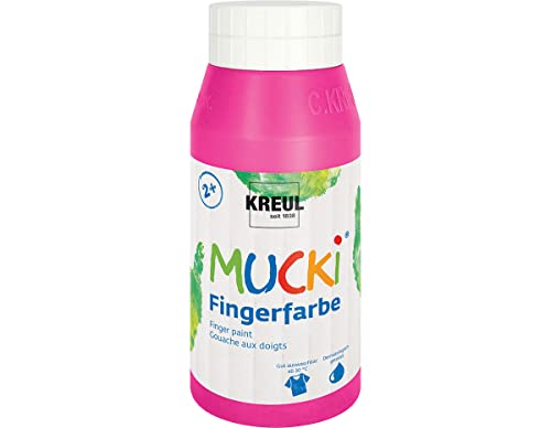 KREUL 23206 - Mucki leuchtkräftige Fingerfarbe, 750 ml in pink, auf Wasserbasis, parabenfrei, glutenfrei, laktosefrei und vegan, auswaschbar, vermalbar mit Pinsel, Schwamm, Spachtel und Fingern von Kreul