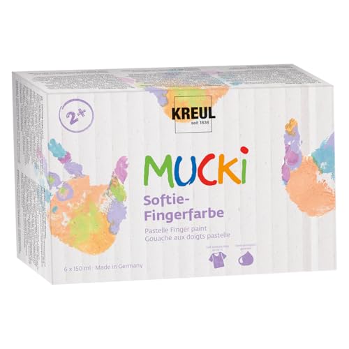 KREUL 2321 - MUCKI Softie-Fingerfarbe, 6 x 150 ml, Pastellfarben auf Wasserbasis, Fingermalfarben für Kinder ab 2 Jahren KREUL 2321 - MUCKI Softie-Fingerfarbe, 6 x 150 ml, Pastellfarben auf Wasserbasis, Fingermalfarben für Kinder ab 2 Jahren von Kreul