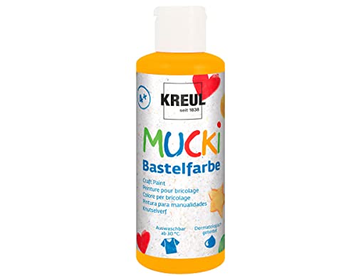 KREUL 24103 - Mucki Bastelfarbe für Kinder, 80 ml in orange, Kindermalfarbe auf Wasserbasis, parabenfrei, glutenfrei, laktosefrei und vegan, auswaschbar, vermalbar mit Pinsel und Schwamm KREUL 24103 - Mucki Bastelfarbe für Kinder, 80 ml in orange, Kindermalfarbe auf Wasserbasis, parabenfrei, glutenfrei, laktosefrei und vegan, auswaschbar, vermalbar mit Pinsel und Schwamm von Kreul