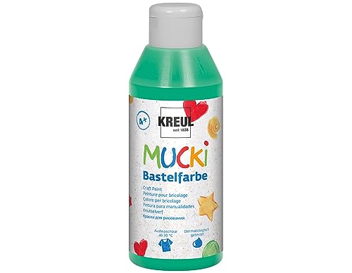 KREUL 24212 - Mucki Bastelfarbe für Kinder, 250 ml in grün, Kindermalfarbe auf Wasserbasis, parabenfrei, glutenfrei, laktosefrei und vegan, auswaschbar, vermalbar mit Pinsel und Schwamm KREUL 24212 - Mucki Bastelfarbe für Kinder, 250 ml in grün, Kindermalfarbe auf Wasserbasis, parabenfrei, glutenfrei, laktosefrei und vegan, auswaschbar, vermalbar mit Pinsel und Schwamm von Kreul