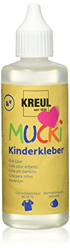 KREUL 24382 - Mucki Kinderkleber, 80 ml Flasche, wasserlöslich, lösemittelfrei, PVC-frei, geruchlos, universell einsetzbar, parabenfrei, glutenfrei, laktosefrei, vegan, auswaschbar, glasklar KREUL 24382 - Mucki Kinderkleber, 80 ml Flasche, wasserlöslich, lösemittelfrei, PVC-frei, geruchlos, universell einsetzbar, parabenfrei, glutenfrei, laktosefrei, vegan, auswaschbar, glasklar von Kreul