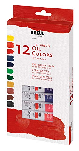 KREUL 26150 - El Greco Ölfarben, Grundausstattung für Schule, Kunst und Studium, 12 x 12 ml von Kreul
