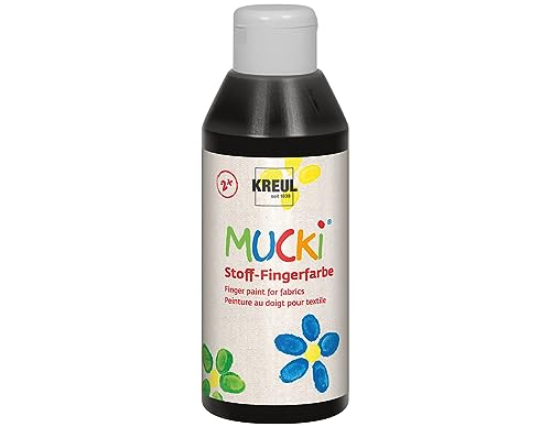 KREUL 28406 - Mucki leuchtkräftige Stoff - Fingerfarbe, 250 ml in schwarz, auf Wasserbasis, parabenfrei, glutenfrei, laktosefrei und vegan, optimal für die Anwendung mit Fingern und Händen KREUL 28406 - Mucki leuchtkräftige Stoff - Fingerfarbe, 250 ml in schwarz, auf Wasserbasis, parabenfrei, glutenfrei, laktosefrei und vegan, optimal für die Anwendung mit Fingern und Händen von Kreul