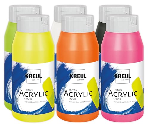 KREUL - 35604-17999 Triton Acrylic Liquid Set, Acrylfarben Set 6 x 750 ml, Neon-Farben Mix, leuchtendes, farbstarkes, abgestimmtes Set hochwertiger Künstler-Acrylfarben, zum Mischen geeignet KREUL - 35604-17999 Triton Acrylic Liquid Set, Acrylfarben Set 6 x 750 ml, Neon-Farben Mix, leuchtendes, farbstarkes, abgestimmtes Set hochwertiger Künstler-Acrylfarben, zum Mischen geeignet von Kreul