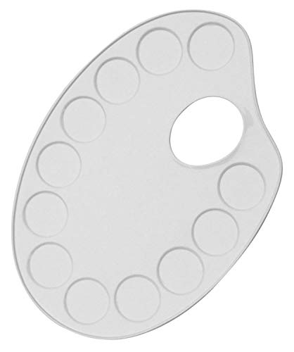 KREUL 4190 - Mischpalette aus Metall, ca. 18,5 x 12,5 cm, Alu Weiß lackiert, oval mit 12 Vertiefungen und Griffloch, für Acryl- und Aquarellmalerei und andere Wasserfarben KREUL 4190 - Mischpalette aus Metall, ca. 18,5 x 12,5 cm, Alu Weiß lackiert, oval mit 12 Vertiefungen und Griffloch, für Acryl- und Aquarellmalerei und andere Wasserfarben von Kreul