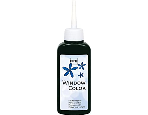 KREUL 42723 - Window Color schwarz 80 ml, Fenstermalfarbe auf Wasserbasis, mit strukturierter Oberfläche, für Glas, Spiegel, Fliesen und andere glatte Flächen von Kreul