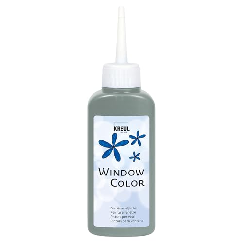 KREUL 42743 - Window Color grau 80 ml, Fenstermalfarbe auf Wasserbasis, mit strukturierter Oberfläche, für Glas, Spiegel, Fliesen und andere glatte Flächen von Kreul