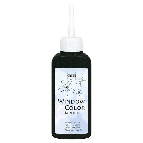 KREUL 42774 - Window Color Konturenfarbe, schwarz 80 ml, zur besseren Abgrenzung von Motiven, für glatte Oberflächen wie Glas, Spiegel und Fliesen von Kreul