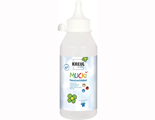 KREUL 42802 - Mucki Fensterkleber, 250 ml Flasche, parabenfrei, glutenfrei, laktosefrei, vegan, lösemittelfrei, geruchslos, auswaschbar, geeignet um Dekoration und Bastelarbeiten auf Fenster zu kleben von Kreul