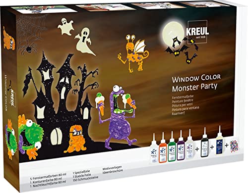KREUL 42850 - Window Color Set Monster Party, 7 x 80 ml Fenstermalfarben, inkl. schwarze Konturenfarbe & Nachtleuchtfarbe, für kreative Kinder, Gruselspaß am Fenster und Motivvorlagen KREUL 42850 - Window Color Set Monster Party, 7 x 80 ml Fenstermalfarben, inkl. schwarze Konturenfarbe & Nachtleuchtfarbe, für kreative Kinder, Gruselspaß am Fenster und Motivvorlagen von Kreul