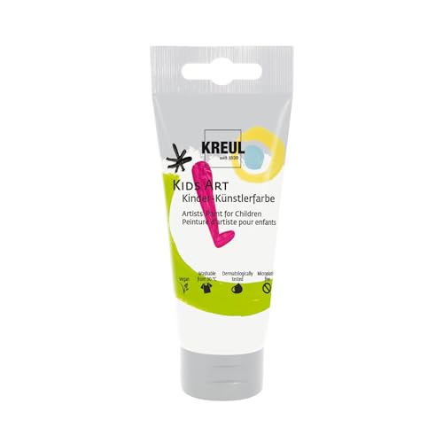 KREUL 43301 - Kids Art Kinder-Künstlerfarbe, Weiß 75 ml Tube, Schulmalfarbe auf Wasserbasis, matte deckende Bastelfarbe für Leinwand, Papier und Karton, vegan von Kreul