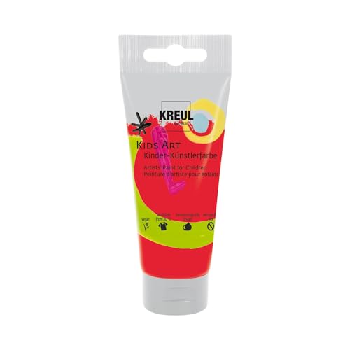 KREUL 43306 - Kids Art Kinder-Künstlerfarbe, Zinnoberrot 75 ml Tube, Schulmalfarbe auf Wasserbasis, matte deckende Bastelfarbe für Leinwand, Papier und Karton, vegan von Kreul