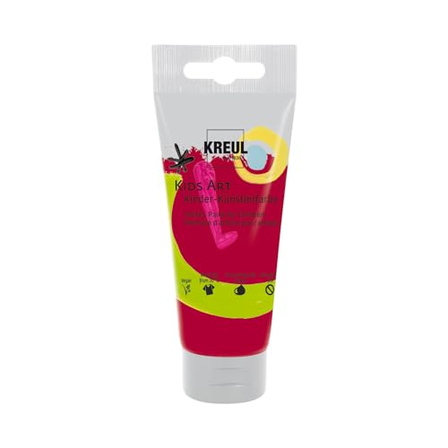 KREUL 43307 - Kids Art Kinder-Künstlerfarbe, Rubinrot 75 ml Tube, Schulmalfarbe auf Wasserbasis, matte deckende Bastelfarbe für Leinwand, Papier und Karton, vegan von Kreul