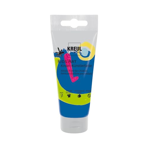 KREUL 43311 - Kids Art Kinder-Künstlerfarbe, Königsblau 75 ml Tube, Schulmalfarbe auf Wasserbasis, matte deckende Bastelfarbe für Leinwand, Papier und Karton, vegan von Kreul