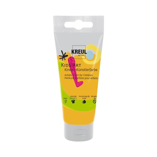 KREUL 43318 - Kids Art Kinder-Künstlerfarbe, Gold 75 ml Tube, Schulmalfarbe auf Wasserbasis, matte deckende Bastelfarbe für Leinwand, Papier und Karton, vegan von Kreul