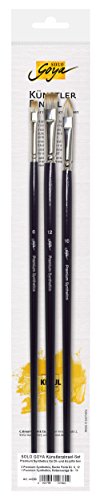 KREUL 44280 - Solo Goya Künstlerpinselset Premium Synthetics, für professionelle Malerei mit Ölfarben, 2 Flachpinsel in den Größen 6 und 12 sowie ein Katzenzungen Pinsel Größe 10 von Kreul