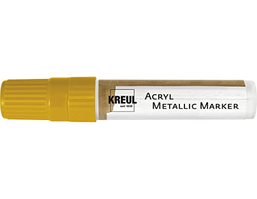 KREUL 46251 - Acryl Metallic Marker XXL, mit Keilspitze ca. 15 mm, gold, permanente Acrylfarbe mit Metalliceffekt, für puristische Elemente von Kreul