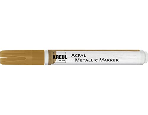 KREUL 46261 - Acryl Metallic Marker Medium, mit Rundspitze ca. 2 - 4 mm, gold, permanente Acrylfarbe mit Metalliceffekt, für filigrane Akzente von Kreul